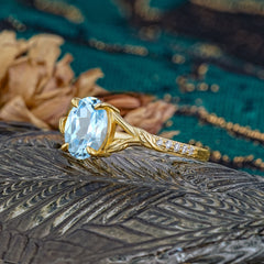 Heirloom 4-Prong Oval Cut Aquamarine Engagement Ring