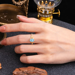 Heirloom 4-Prong Oval Cut Aquamarine Engagement Ring