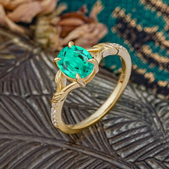 Heirloom 4-Prong Oval Cut Emerald Engagement Ring