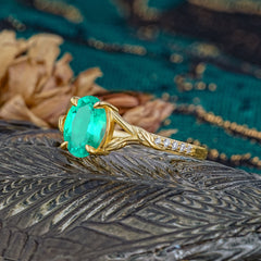 Heirloom 4-Prong Oval Cut Emerald Engagement Ring