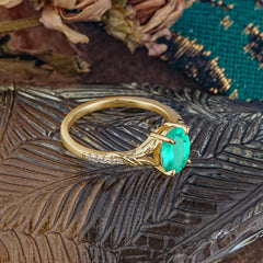Heirloom 4-Prong Oval Cut Emerald Engagement Ring