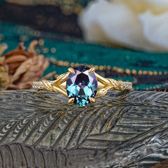 Heirloom 4-Prong Oval Cut Alexandrite Engagement Ring
