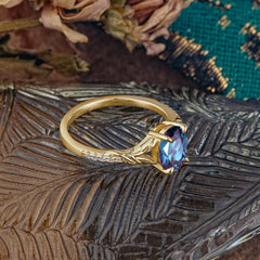 Heirloom 4-Prong Oval Cut Alexandrite Engagement Ring