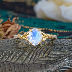 Heirloom 4-Prong Oval Cut Moonstone Engagement Ring