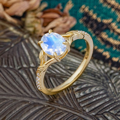 Heirloom 4-Prong Oval Cut Moonstone Engagement Ring