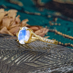 Heirloom 4-Prong Oval Cut Moonstone Engagement Ring