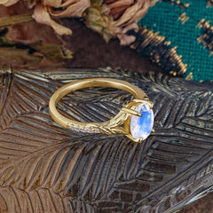 Heirloom 4-Prong Oval Cut Moonstone Engagement Ring