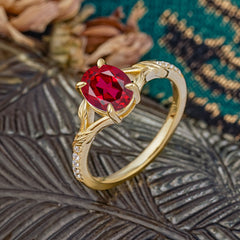 Heirloom 4-Prong Oval Cut Ruby Engagement Ring