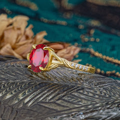 Heirloom 4-Prong Oval Cut Ruby Engagement Ring