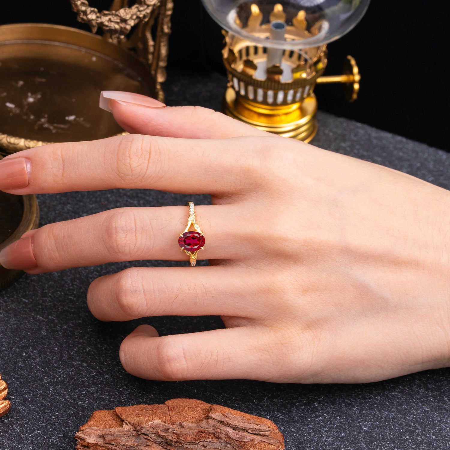 Heirloom 4-Prong Oval Cut Ruby Engagement Ring