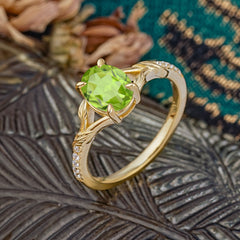 Heirloom 4-Prong Oval Cut Peridot Engagement Ring