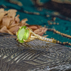 Heirloom 4-Prong Oval Cut Peridot Engagement Ring