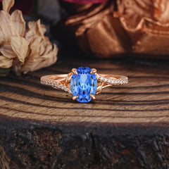 Luxury 4-Prong Oval Cut Sapphire Engagement Ring