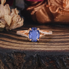Luxury 4-Prong Oval Cut Natural Tanzanite Engagement Ring