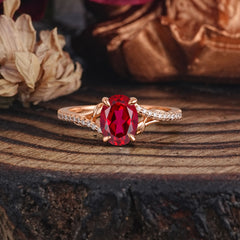 Luxury 4-Prong Oval Ruby Engagement Ring