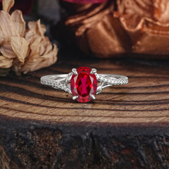 Luxury 4-Prong Oval Ruby Engagement Ring
