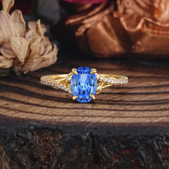 Luxury 4-Prong Oval Cut Sapphire Engagement Ring