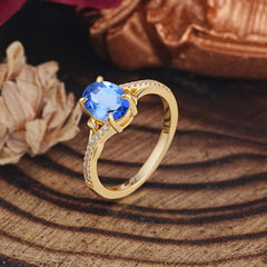 Luxury 4-Prong Oval Cut Sapphire Engagement Ring