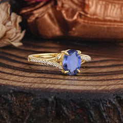 Luxury 4-Prong Oval Cut Natural Tanzanite Engagement Ring