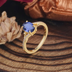 Luxury 4-Prong Oval Cut Natural Tanzanite Engagement Ring