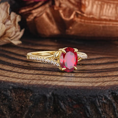 Luxury 4-Prong Oval Ruby Engagement Ring
