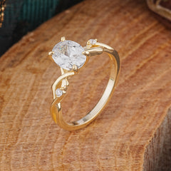 Artistic Twisted Shank Oval Cut Moissanite Engagement Ring