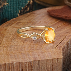 Artistic Twisted Shank Oval Cut Citrine Engagement Ring
