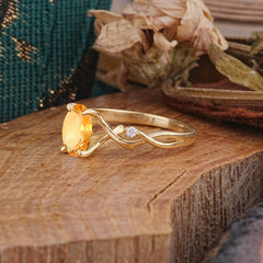 Artistic Twisted Shank Oval Cut Citrine Engagement Ring