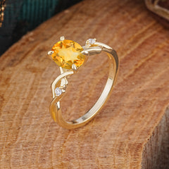 Artistic Twisted Shank Oval Cut Citrine Engagement Ring