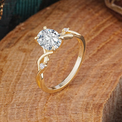 Artistic Twisted Shank Oval Cut Lab Diamond Engagement Ring