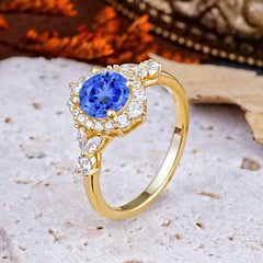 Luxury 4-Prong Round Cut Sapphire Engagement Ring