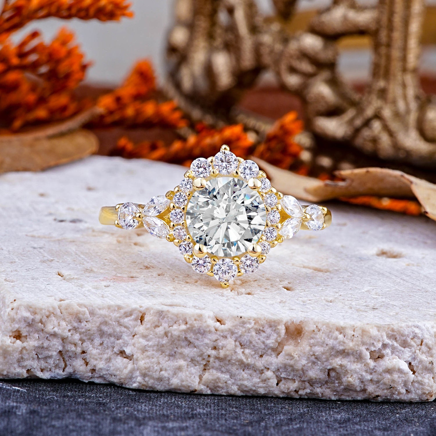 Luxury 4-Prong Round Cut Lab Diamond Engagement Ring