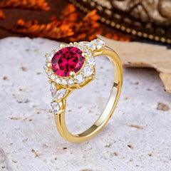 Luxury 4-Prong Round Cut Ruby Engagement Ring