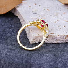 Luxury 4-Prong Round Cut Ruby Engagement Ring