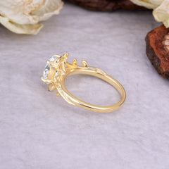 Nature Inspired 4 Prong Oval Moissanite Wedding Ring