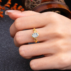 Nature Inspired 4 Prong Oval Cut Lab Diamond Wedding Ring