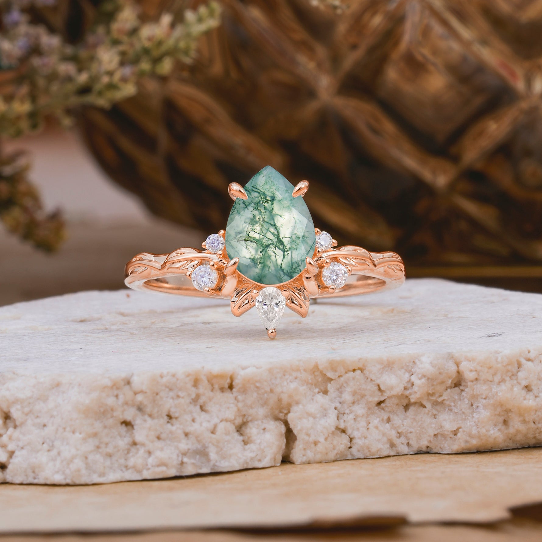 SR16996 Moss Agate Ring - Additional view