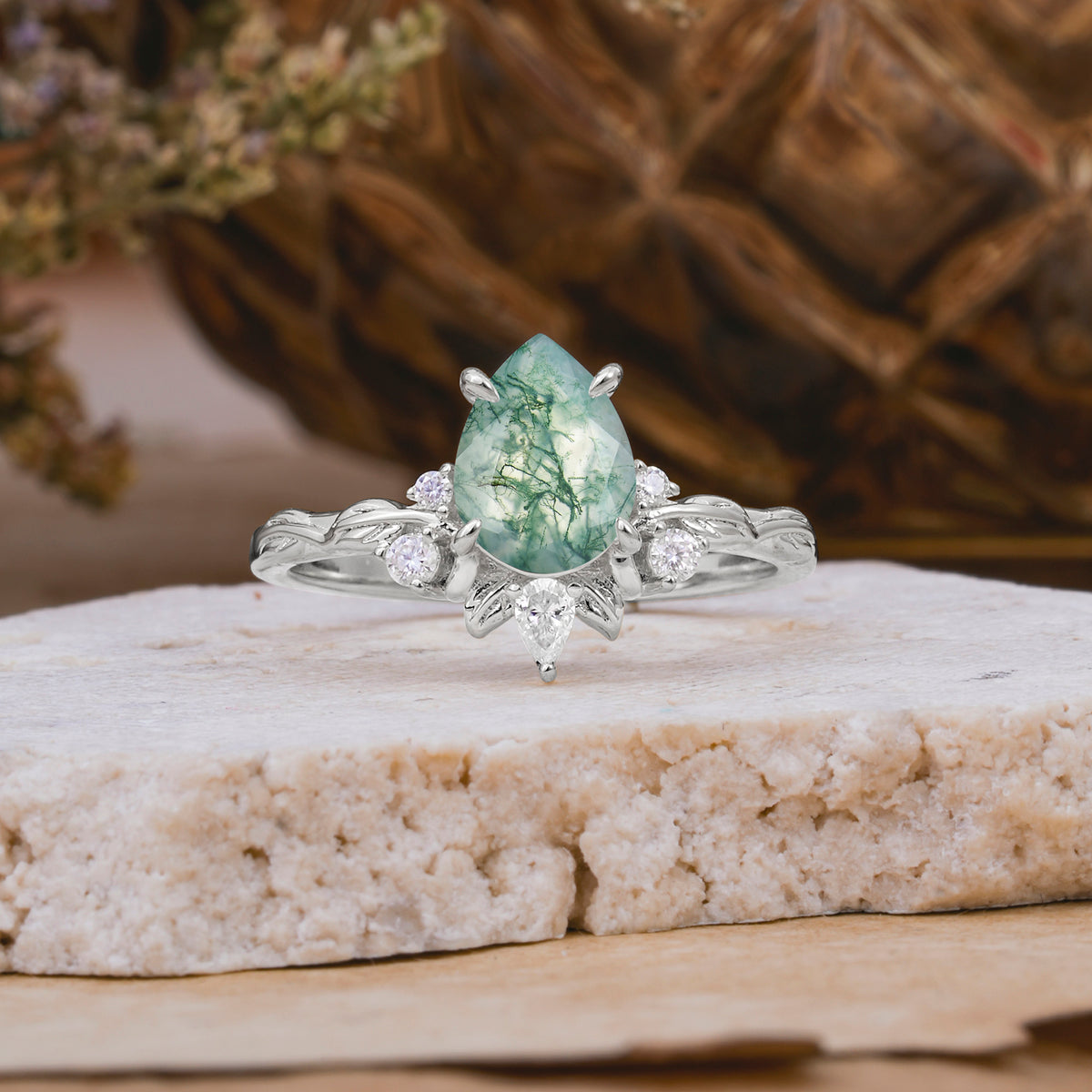 SR16996 Moss Agate Ring - Additional view