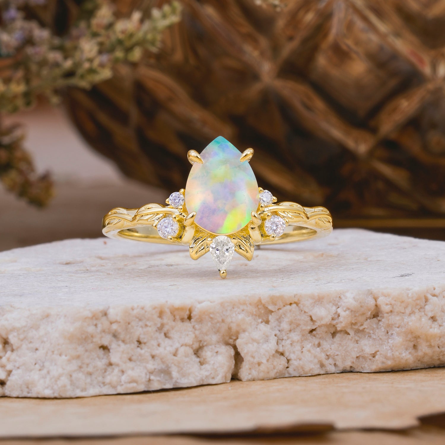SR16996 Fire Opal Ring - Yellow-Gold