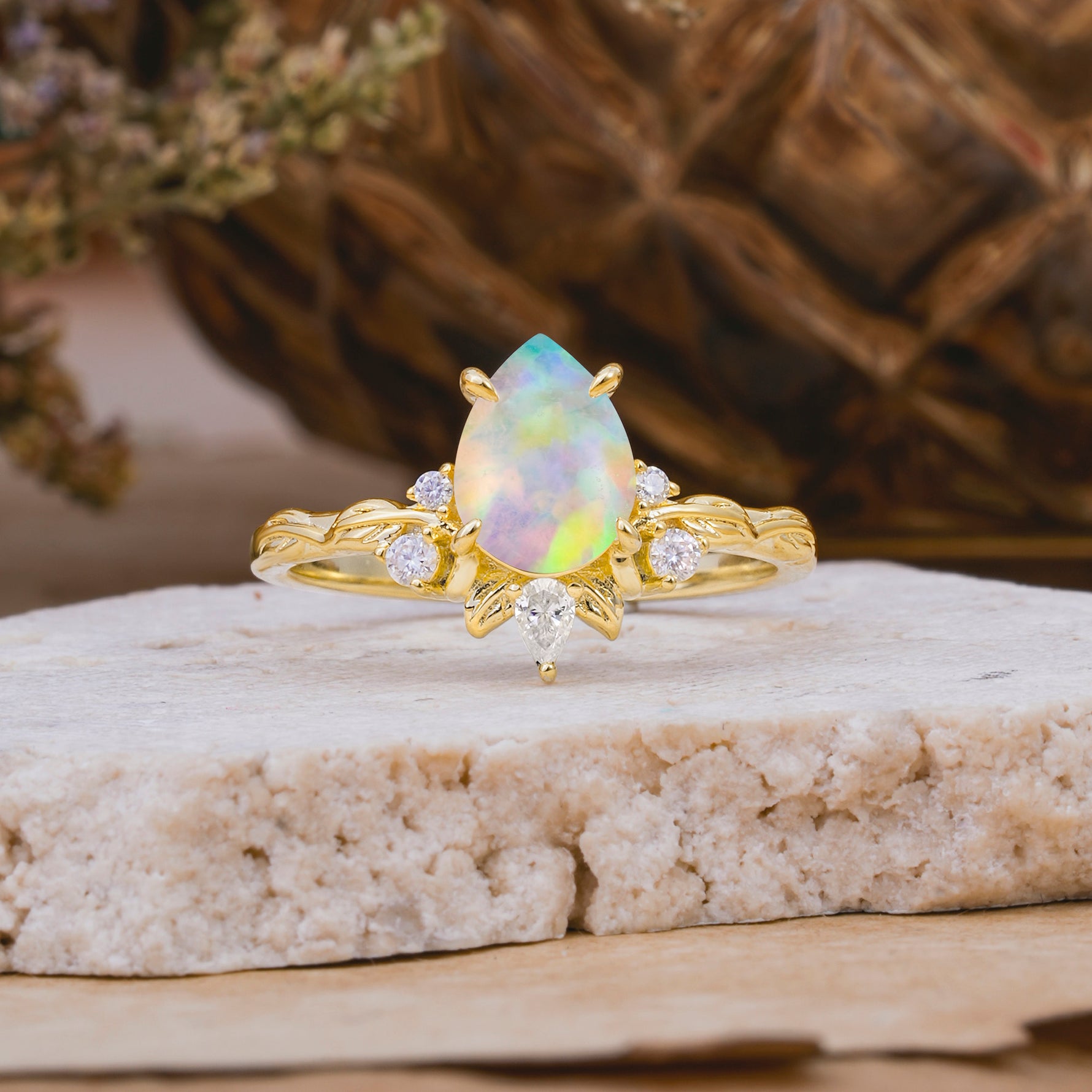 SR16996 Fire Opal Ring - Yellow-Gold