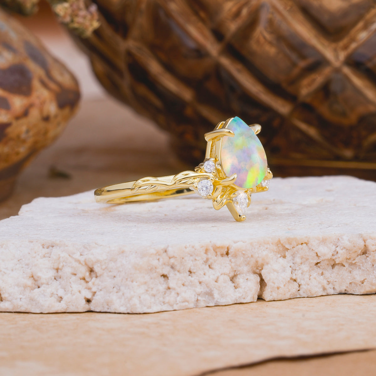 SR16996 Fire Opal Ring - White-Gold