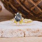 SR16996 Black Rutilated Quartz Ring - Rose-Gold
