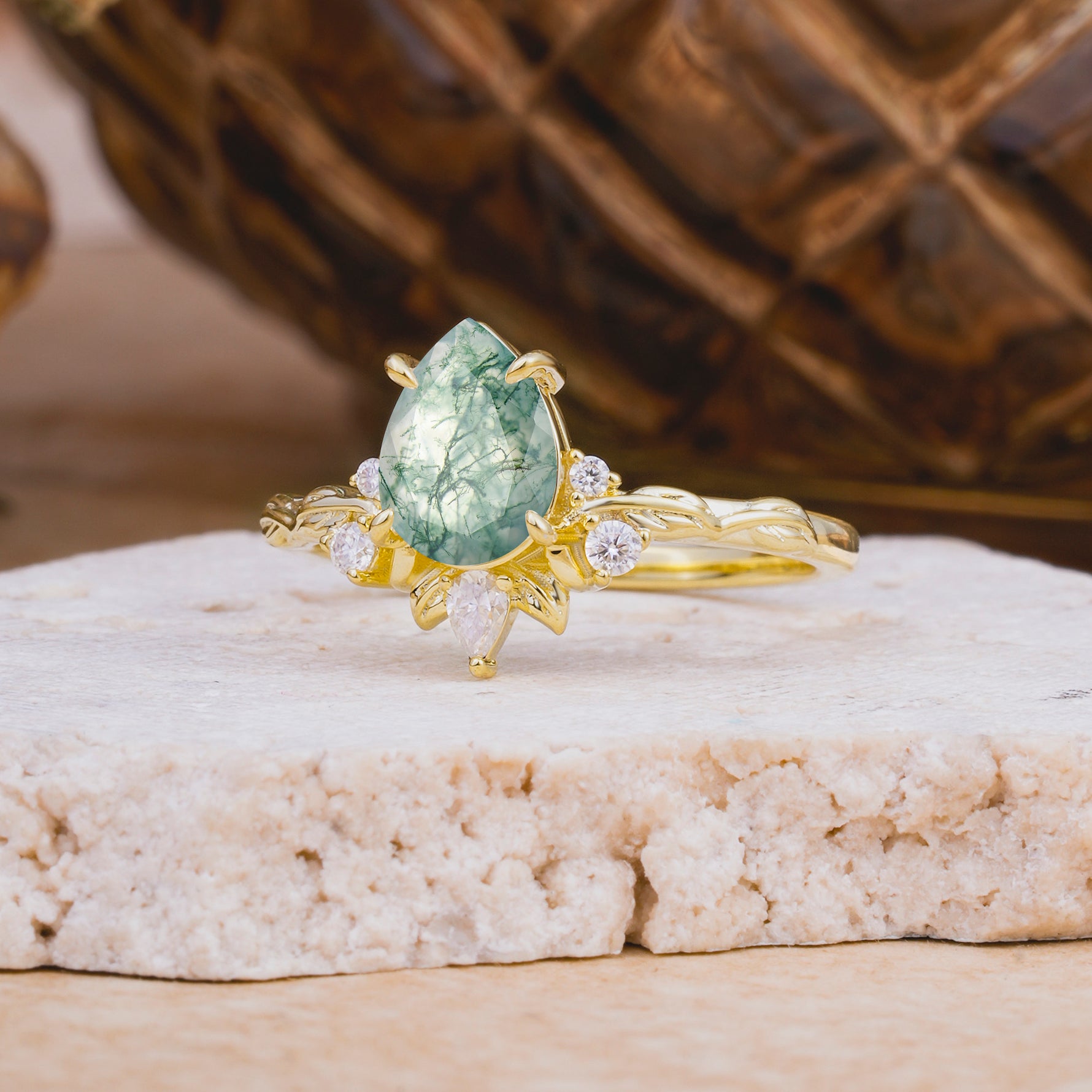 SR16996 Moss Agate Ring - Rose-Gold