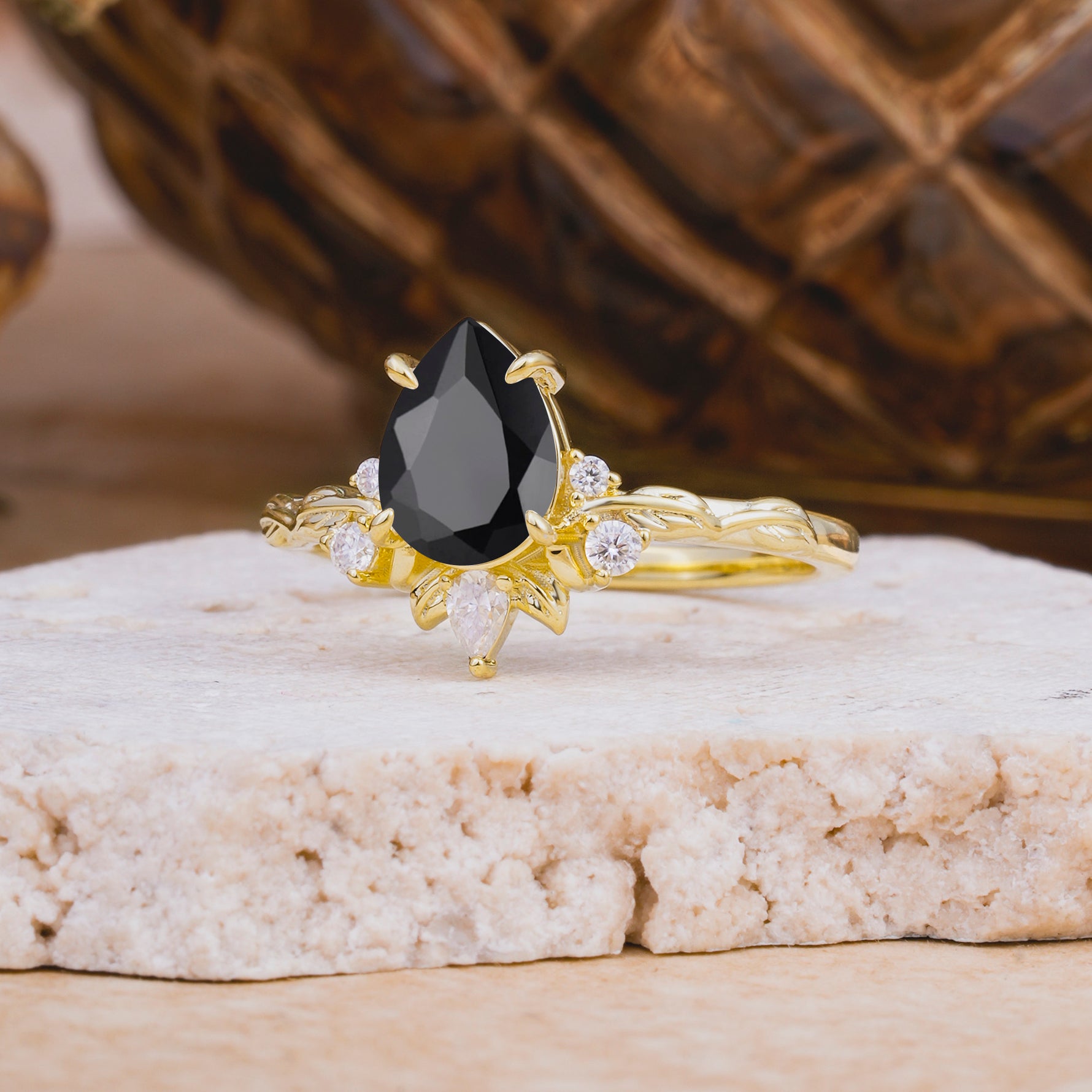 SR16996 Black Onyx Ring - Rose-Gold