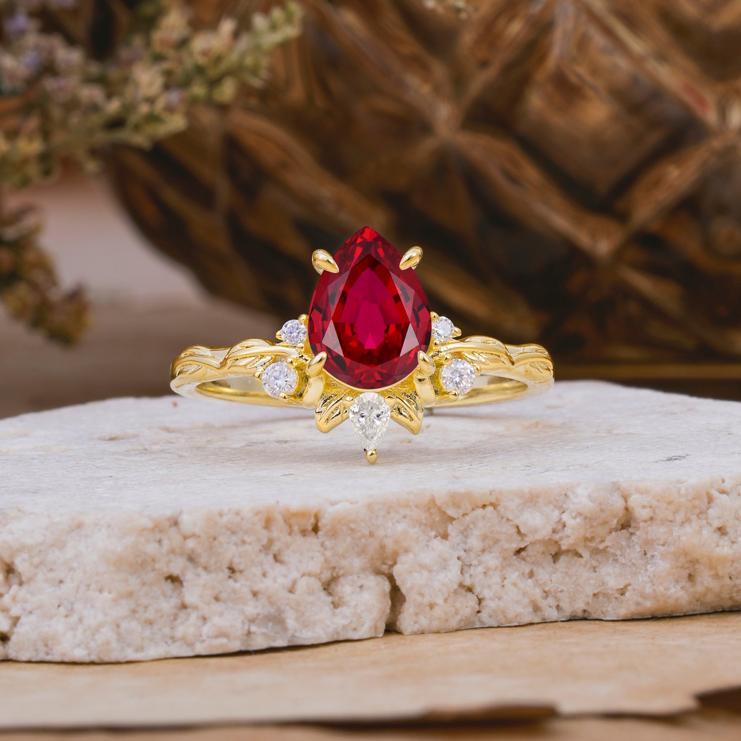 SR16996 Ruby Ring - Yellow-Gold