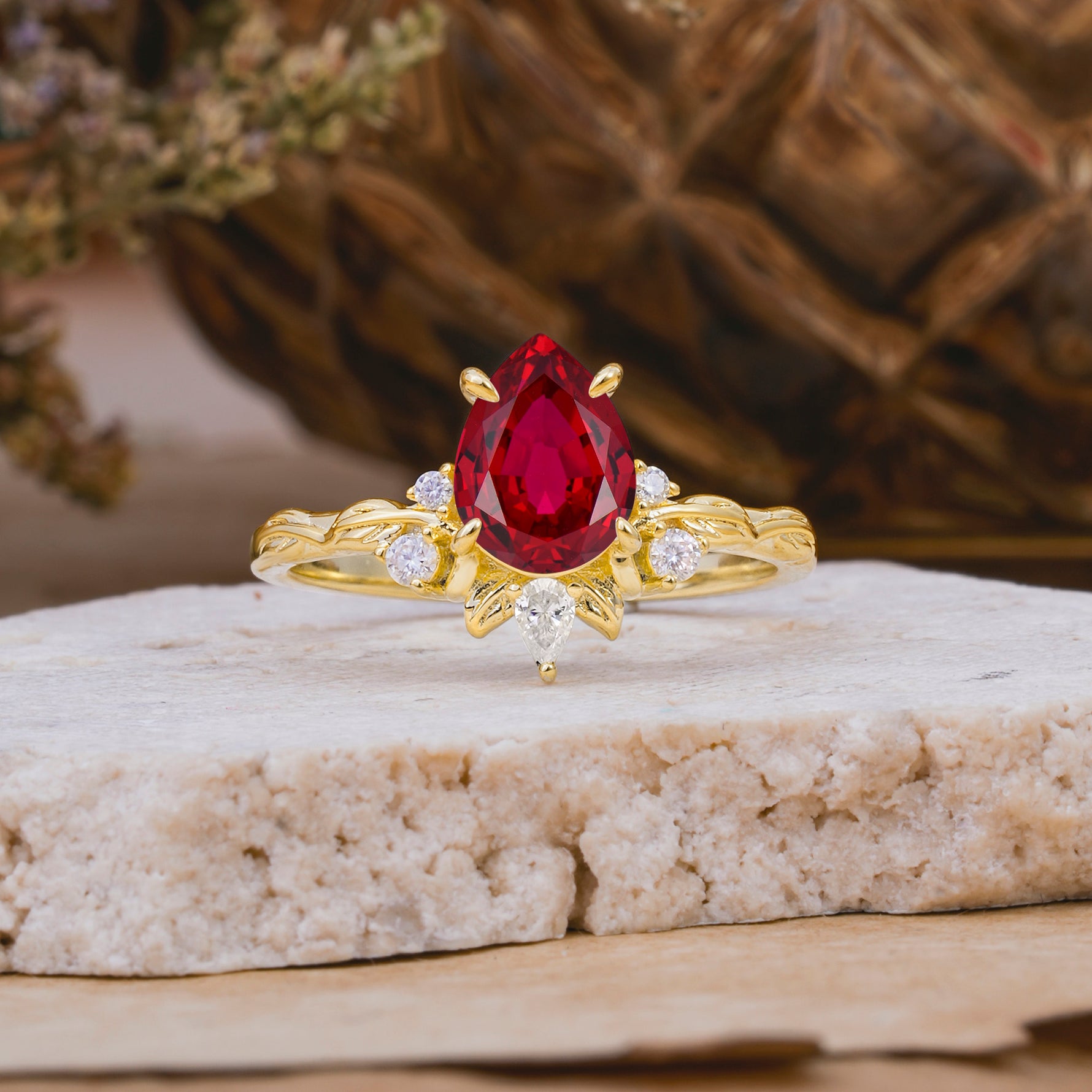 SR16996 Ruby Ring - Yellow-Gold