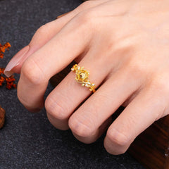 Luxury Nature-Inspired 6 Prong Hexagonal Citrine Engagement Ring