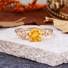 Heirloom-Grade 4 Prong Round Cut Citrine Ring