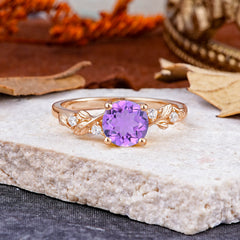 Heirloom-Grade 4 Prong Round Cut Natural Amethyst Ring