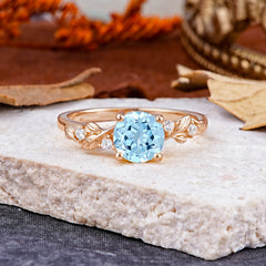 Heirloom-Grade 4 Prong Round Cut Aquamarine Ring